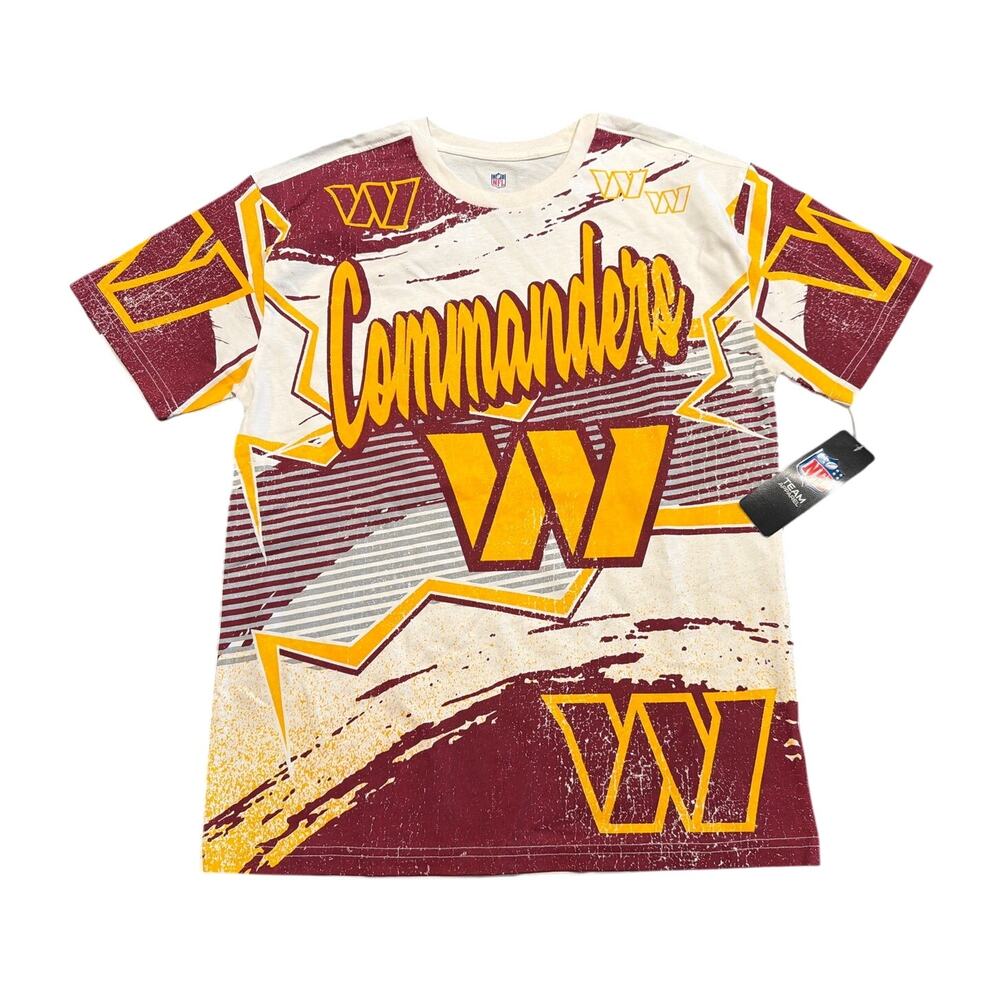 NWT Washington Commanders Youth Allover Graphic T-Shirt, Size Large 14/16